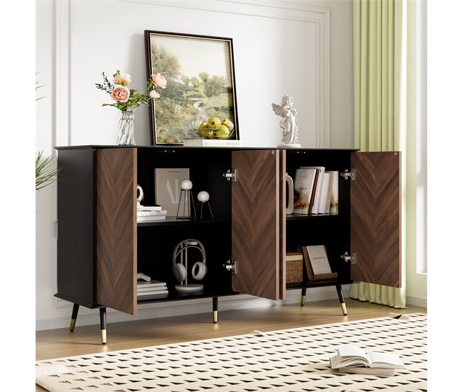 Aparador com 4 portas Preto