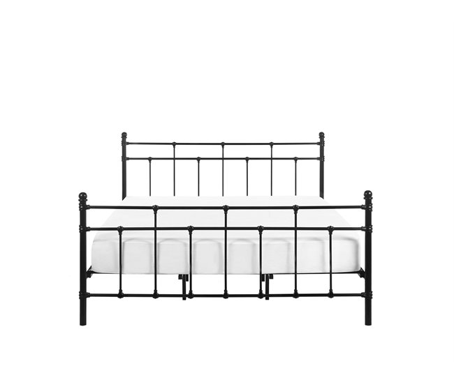 Beliani Cama com estrado Metal LYNX Preto
