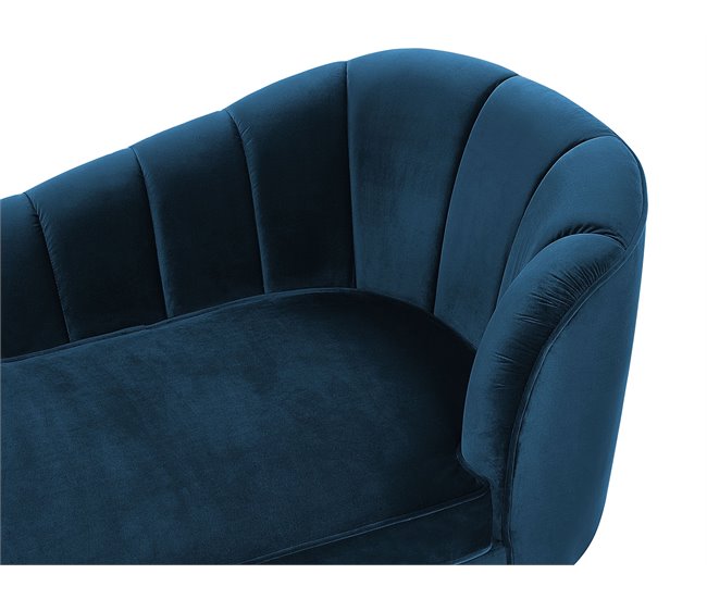 Beliani Chaise longue à direita Veludo ALLIER Azul Marino