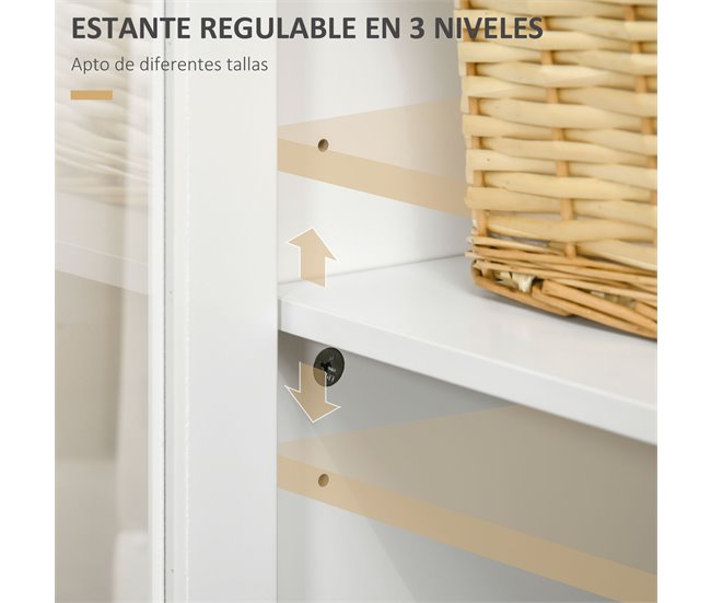 Aparador MDF, Painel de Partículas e Vidro HOMCOM 120 Branco