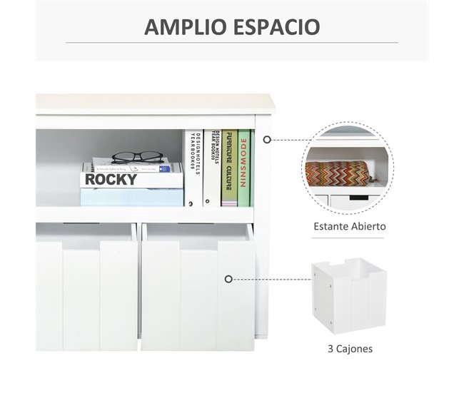 Aparador de Sala de Estar MDF HOMCOM 102 Branco