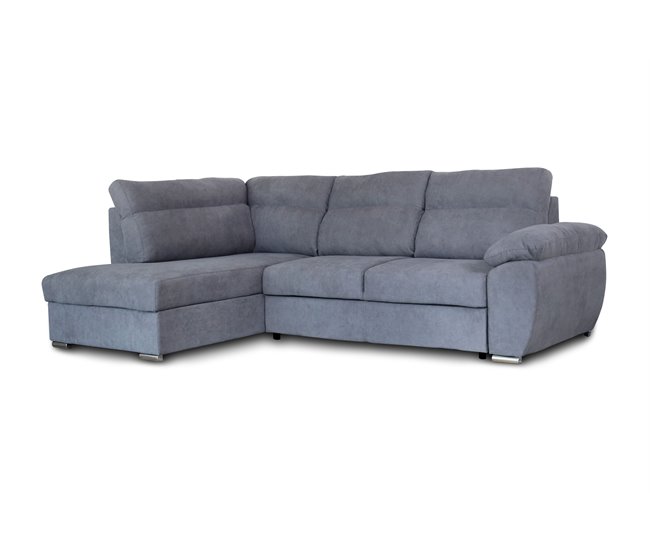 Sofá de canto KENDAL com cama e arca Cinza
