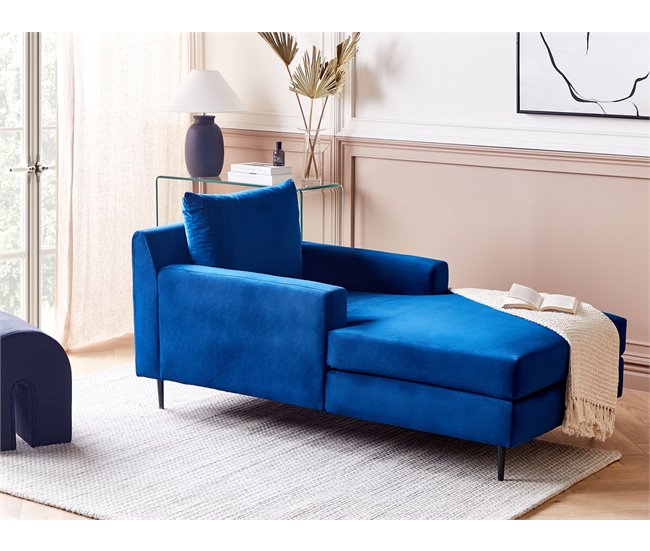 Beliani Chaise longue Veludo GUERET Azul Marino