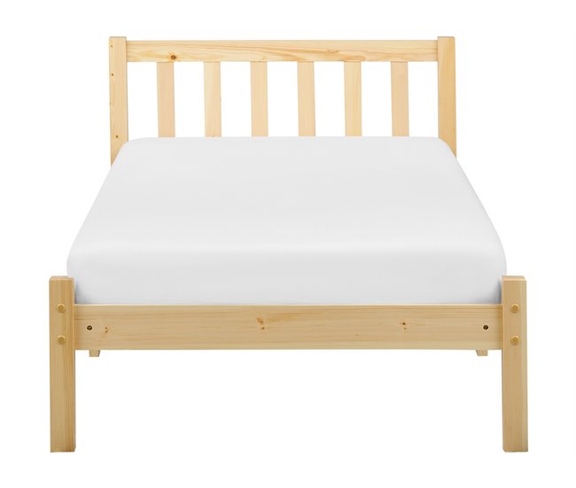 Beliani Cama com estrado Pinho FLORAC Castanho
