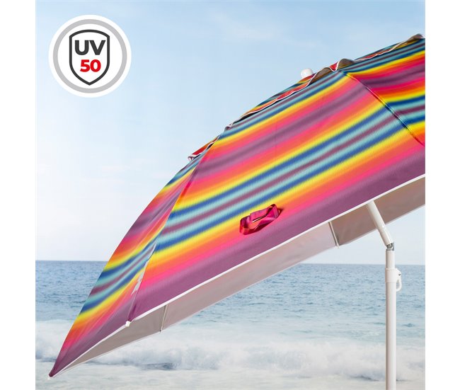Aktive Guarda-chuva de praia à prova de vento com 8 hastes riscas Multicor