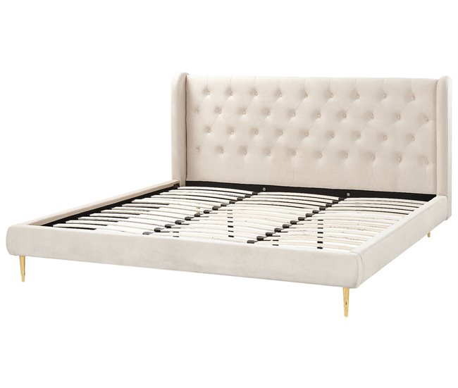 Beliani Cama Veludo FORBACH Bege
