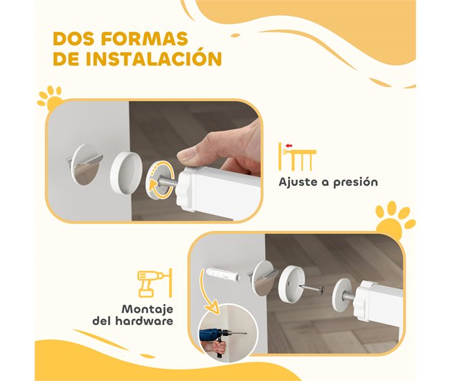 Barrera de Segurança para Cães Aço e PA PawHut Branco