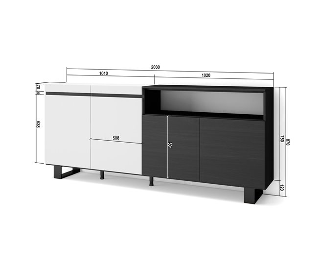 Aparadores para sala 200 Branco/ Preto