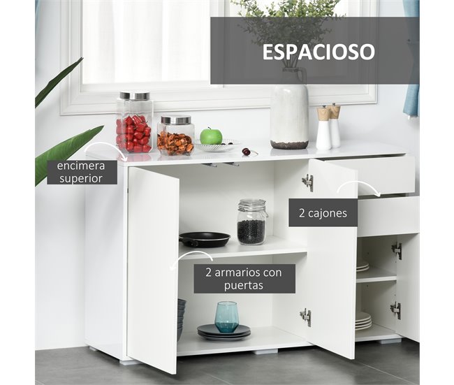 Aparador Sala de Estar Melamina de Madeira HOMCOM 117 Cru