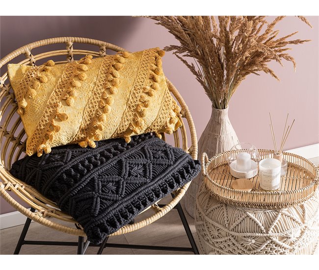 Beliani Almofada decorativa AYROOR Mostarda