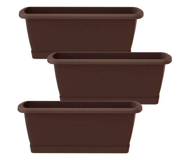3x Jardinera resgate com suporte Castanho