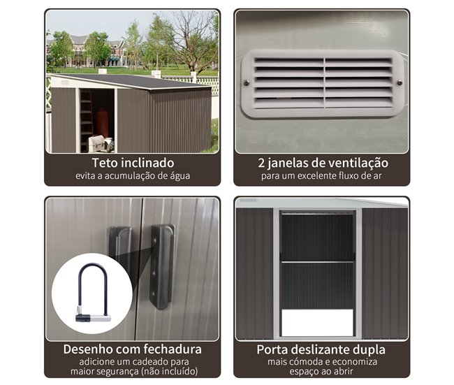 Abrigo de Armazenamento Aço Outsunny Cinza