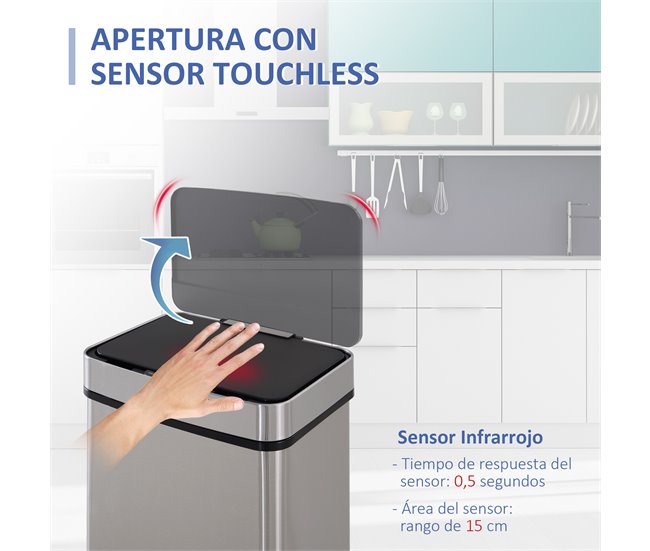 Balde de Lixo Aço Inoxidável e ABS HOMCOM, casa - cozinha Cinza