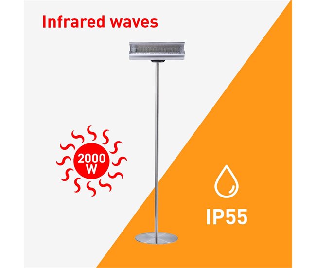 Sined INFRARED STUFA TERRA 2000 Piso Aquecedor Reflector 2000W, Grey Cinza