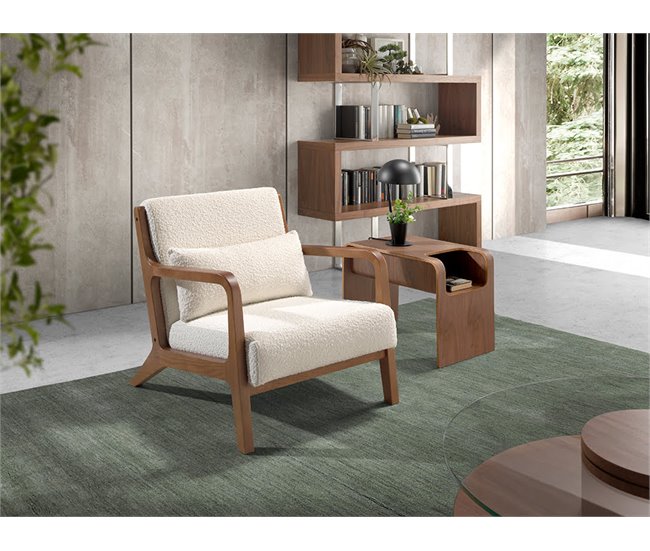 ANGEL CERDA Poltrona em tecido branco Nogal