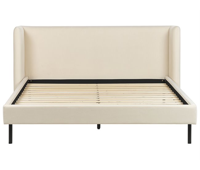Beliani Cama com estrado Veludo ARETTE 184x206 Bege