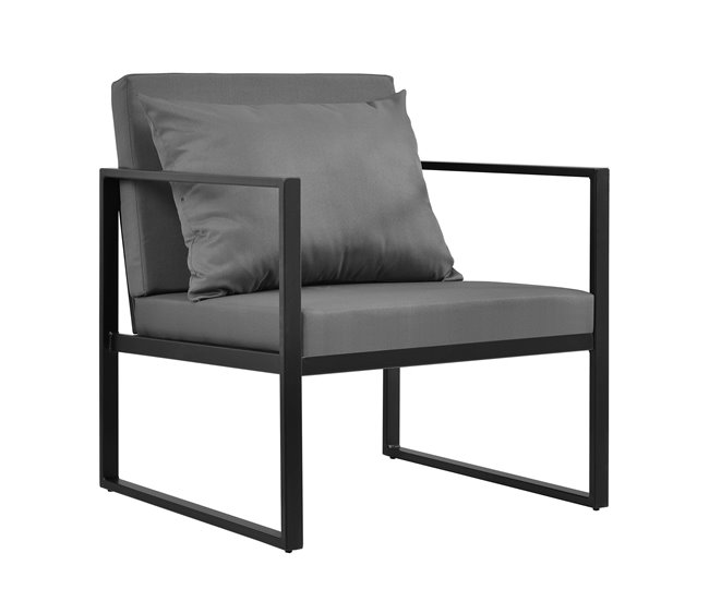 [casa.pro] Conjunto de mobiliário de jardim 2x cadeiras de jardim Preto