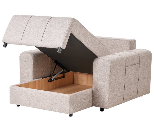 Beliani Chaise longue Poliéster INNVIK Castanho Claro