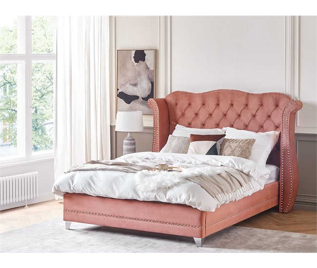 Beliani Cama Veludo AYETTE 205x215 Cinza