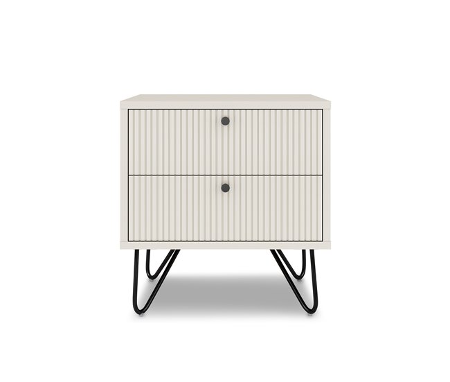 Mesa de cabeceira MARY 50x50x40cm 2 gavetas brancas Branco