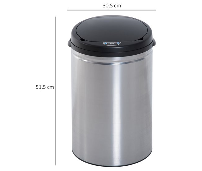 Caixote de Lixo Aço Inoxidável, ABS e PP HOMCOM, casa - cozinha Cinza