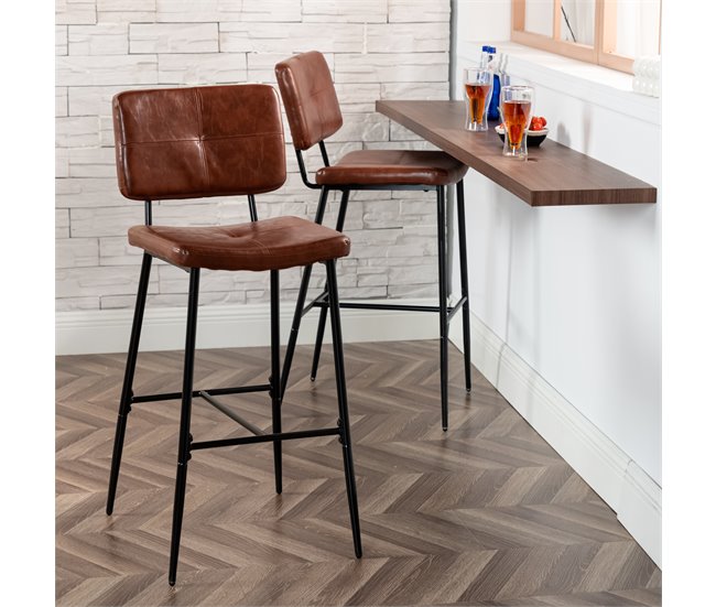 MEUBLES COSY Conjunto De Cadeiras De Bar Confortáveis E Duráveis Castanho