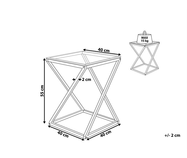 Beliani Mesa de apoio BEVERLY 40x40 Cinza