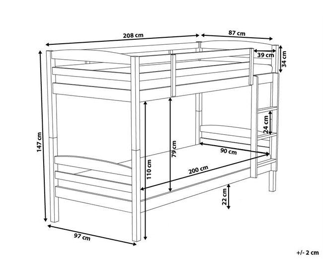 Beliani Beliche Pinho REGAT 97x208 Castanho