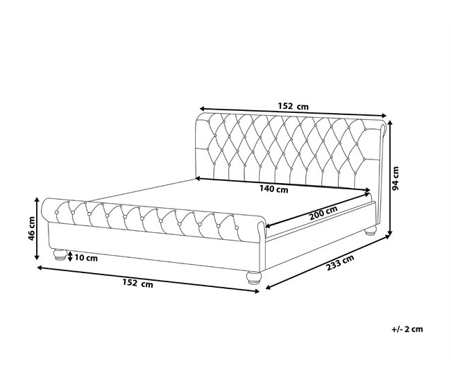 Beliani Cama com estrado Veludo AVALLON 152x233 Cinza Claro