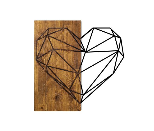 Placa decorativa WOOD HEART em metal negro Preto