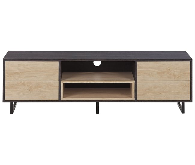 Beliani Mesa de TV MADERA 140 Castanho
