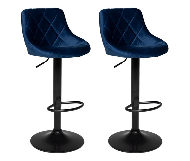Conjunto de 2 bancos de bar em veludo ROBIN Azul