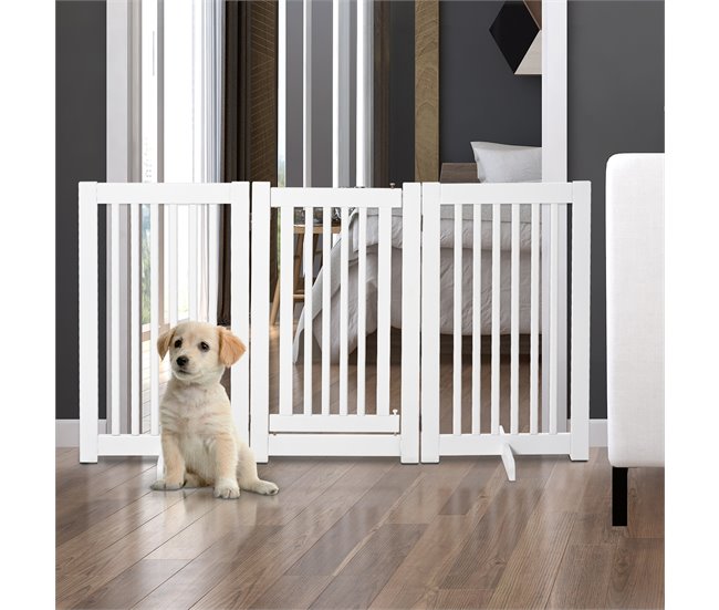 Barreira de Segurança Cães MDF PawHut Branco