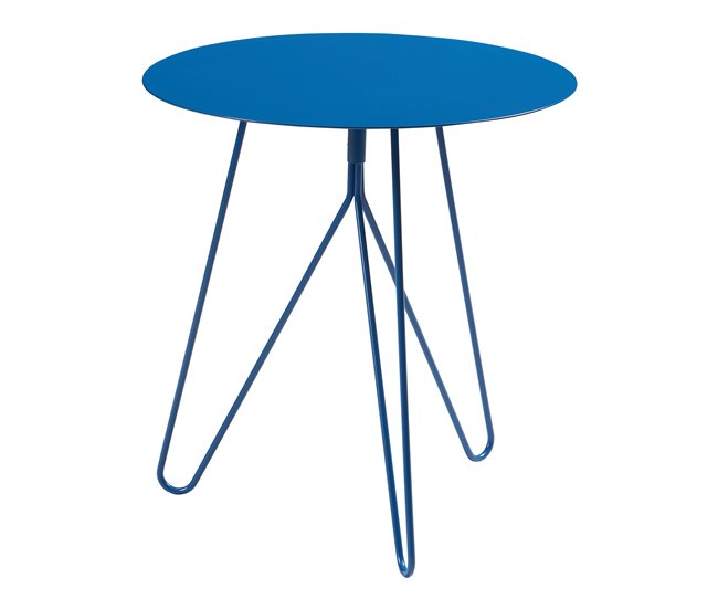 Mesa de apoio Nopimi redonda metal [en.casa] 43x43 Azul