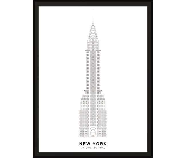 Pintura CHRYSLER BUILDING 40x30cm marca MARCOMUEBLE Branco/ Preto