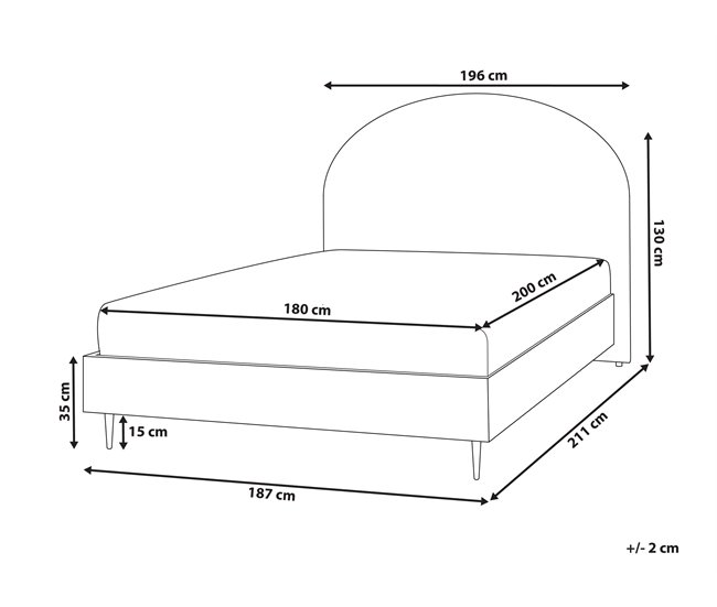 Beliani Cama com estrado Poliéster MILLAY 196x211 Branco/ Bege