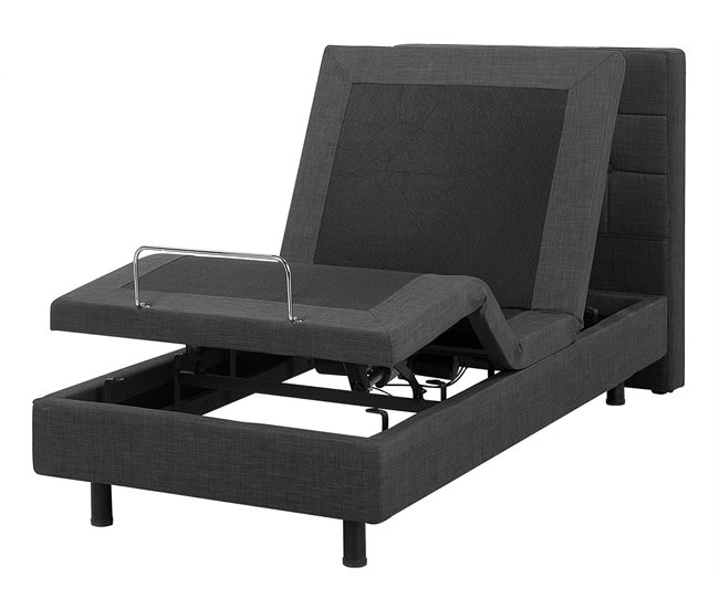 Beliani Cama ajustável Poliéster DUKE 82x216 Cinza Claro