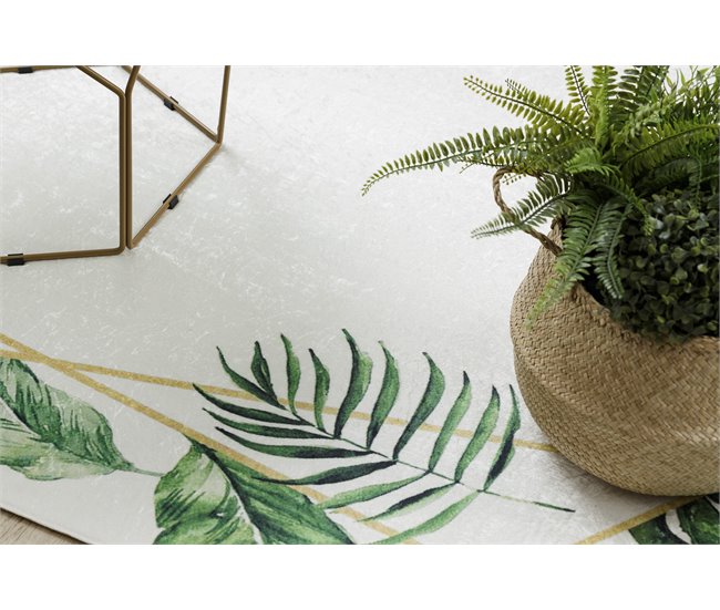 ANDRE 1168 Tapete Monstera sai cubo antiderrapante 120x170 Branco