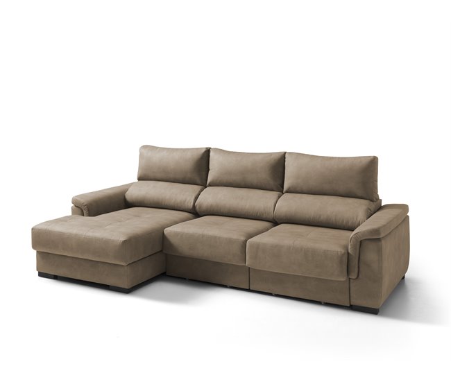 Chaise longue NAHIA com baú de 3 lugares Camel