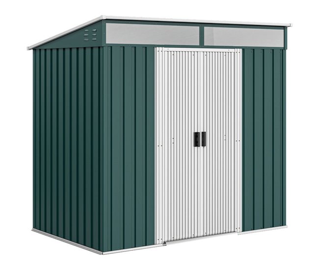 Abrigo de Jardim Aço Galvanizado Outsunny Verde