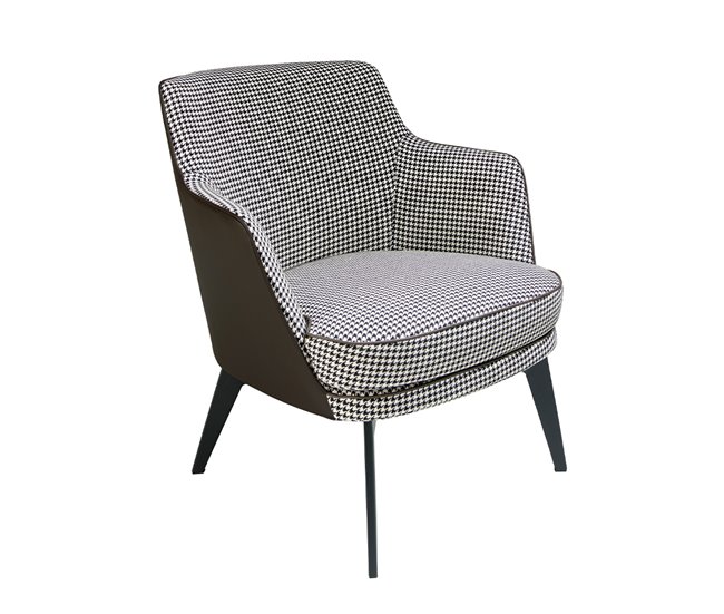 ANGEL CERDA Cadeirão estofado em tecido houndstooth Cinza