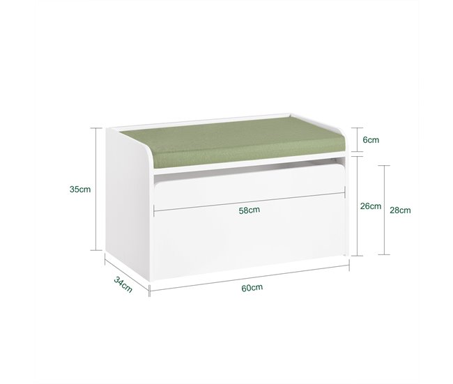 Banco organizador de brinquedos para crianças SoBuy KMB80-W Branco