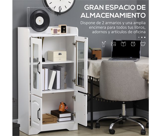 Vitrine Sala de Estar Melamina de Madeira, MDF e Vidro Temperado 60 Branco