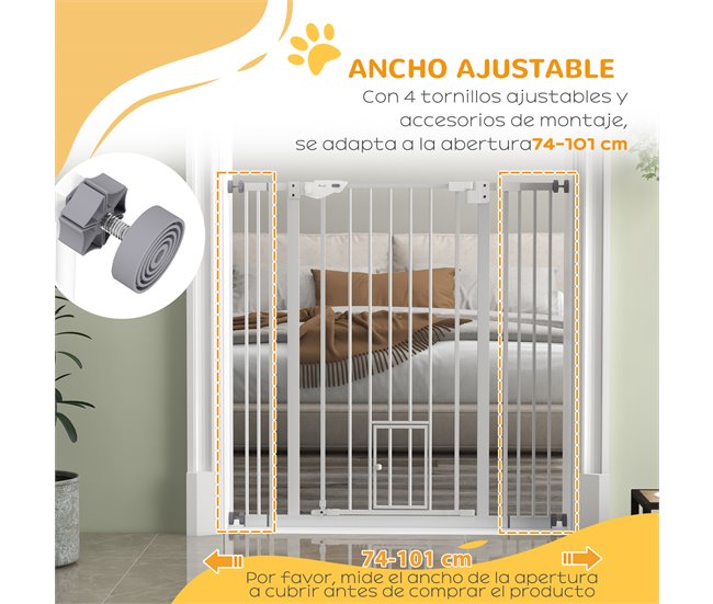 Barreira de Segurança Cães Aço e Plástico PawHut Branco