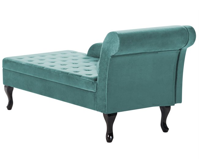 Beliani Chaise longue à direita Veludo PESSAC Azul/ Verde