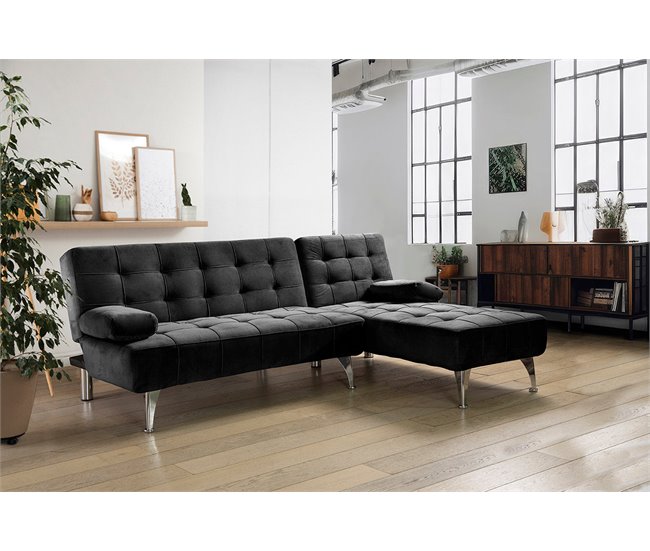 Sofá-cama Chaise Longue XS Preto