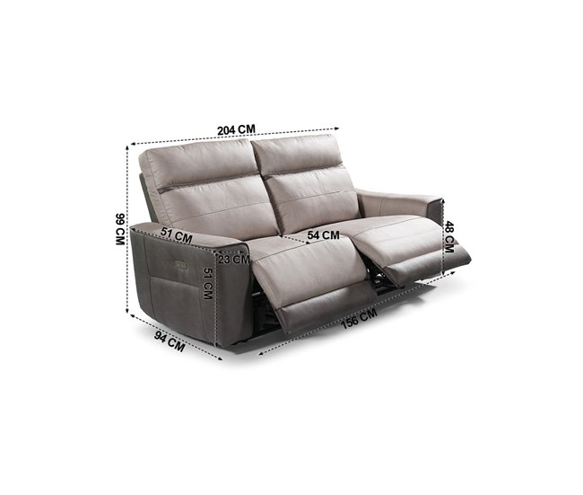 Sofá relax eléctrico 3 lugares MOON cinza Cinza