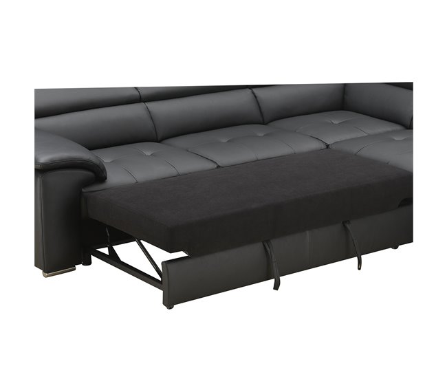 Sofá de canto com cama MAYA Preto