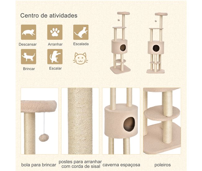 Arranhador para Gatos Aglomerado e Sisal PawHut Bege