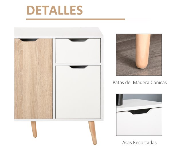 Aparador Melamina de Madeira HOMCOM 90 Castanho